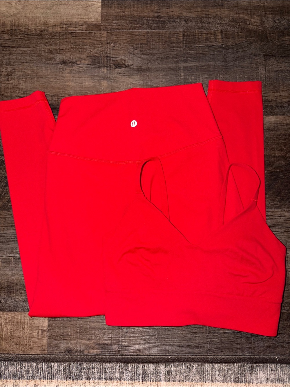 lululemon athletica Vibrant Red Leggings and Sports Bra Set